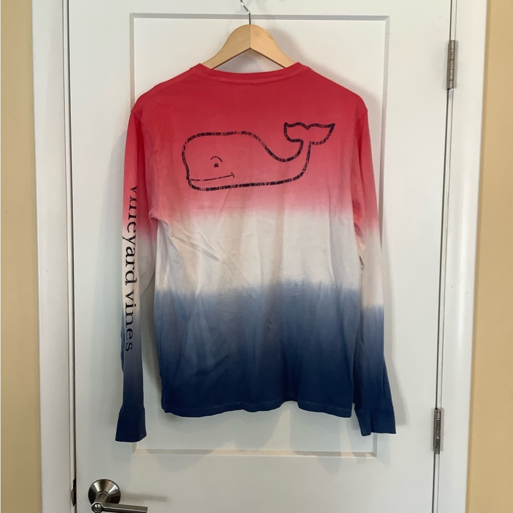 Vineyard Vines Red, White, and Blue Gradient Long Sleeve Tee
